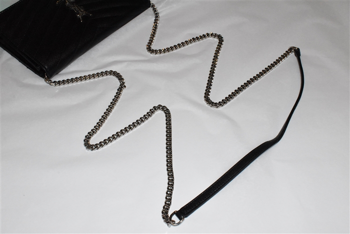 Black Leather Saint Laurent Wallet on Chain, size S
