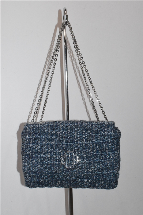 Blue Tweed Maje Shoulder Bag, size M