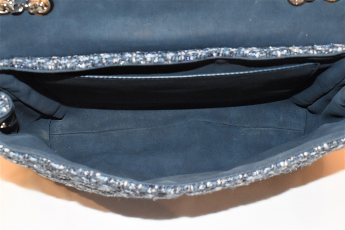 Blue Tweed Maje Shoulder Bag, size M