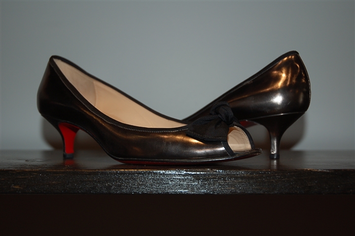 Dark Silver Christian Louboutin Kitten Heels, size 7.5