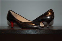 Dark Silver Christian Louboutin Kitten Heels, size 7.5