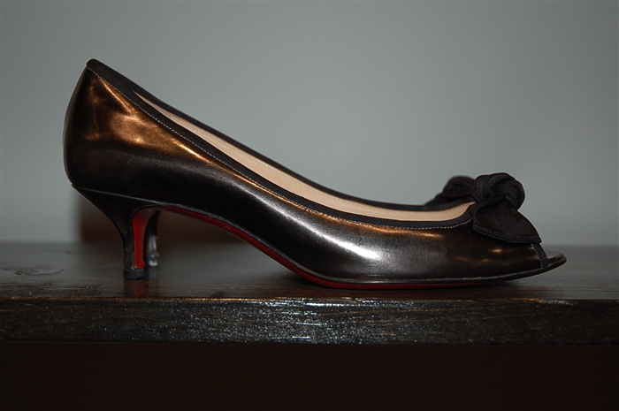 Dark Silver Christian Louboutin Kitten Heels, size 7.5