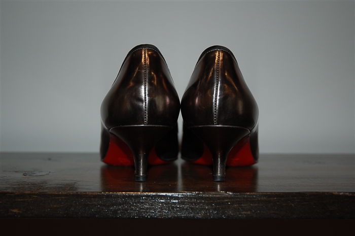Dark Silver Christian Louboutin Kitten Heels, size 7.5