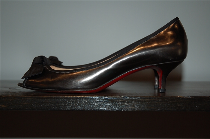 Dark Silver Christian Louboutin Kitten Heels, size 7.5
