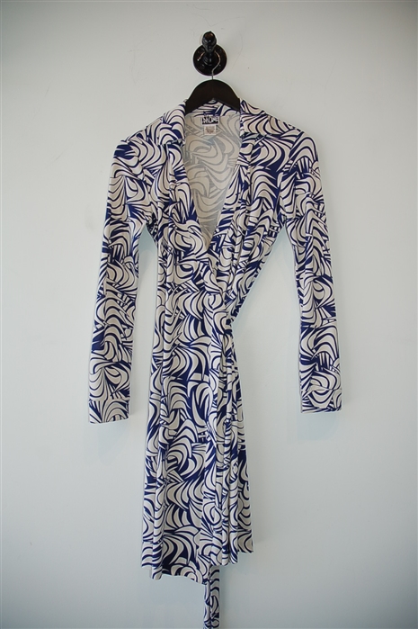 Navy & White Diane von Furstenberg Wrap Dress, size 6