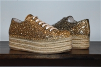 Gold Miu Miu Platform Sneaker, size 7.5