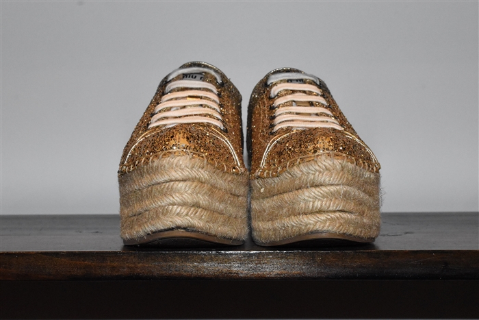 Gold Miu Miu Platform Sneaker, size 7.5
