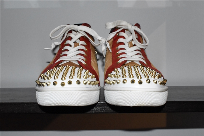 Animal Print Christian Louboutin High-Top Sneakers, size 12