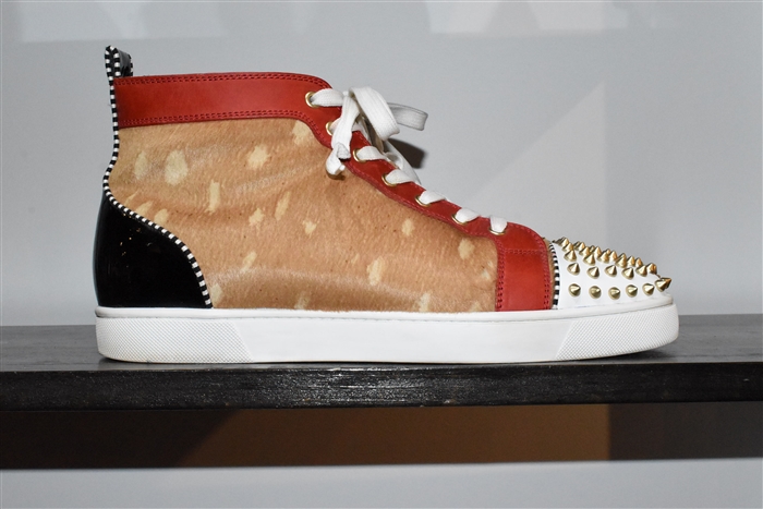Animal Print Christian Louboutin High-Top Sneakers, size 12