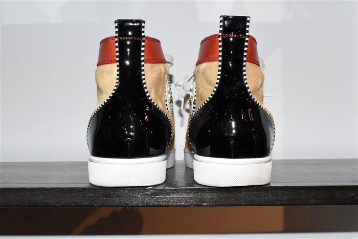 Animal Print Christian Louboutin High-Top Sneakers, size 12