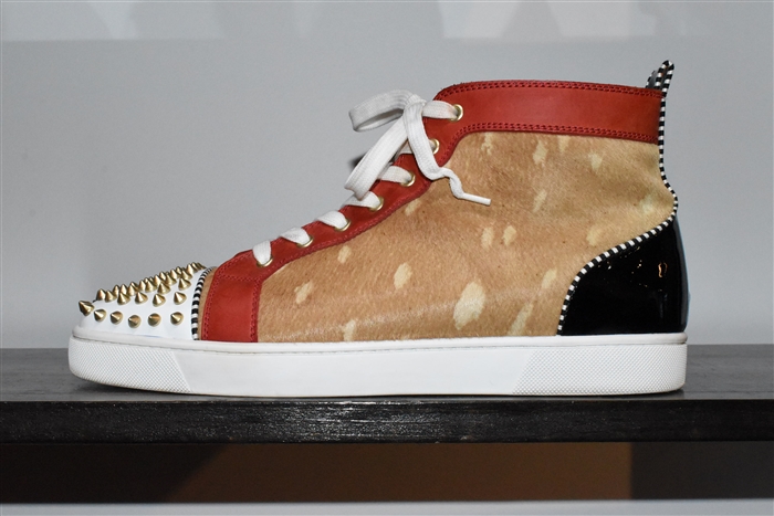 Animal Print Christian Louboutin High-Top Sneakers, size 12