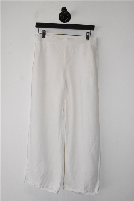 Soft White Eileen Fisher Wide-Leg Trousers, size S