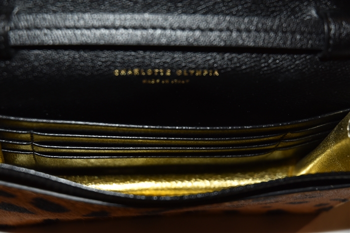 Animal Print Charlotte Olympia Wallet on Chain, size S