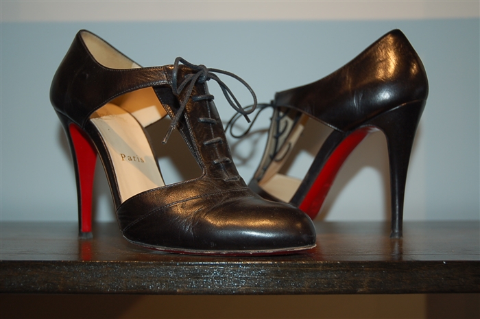 Black Leather Christian Louboutin Booties, size 8.5