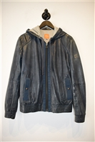 Slate Blue Hugo Boss - Boss Leather Jacket, size M