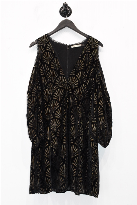 Black & Gold Alice + Olivia Fit & Flare Dress, size L