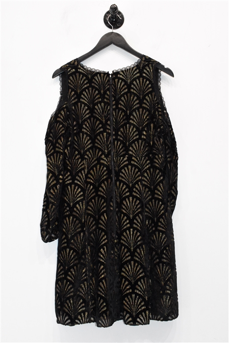 Black & Gold Alice + Olivia Fit & Flare Dress, size L