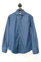 Dark Denim Brunello Cucinelli Button Shirt, size M