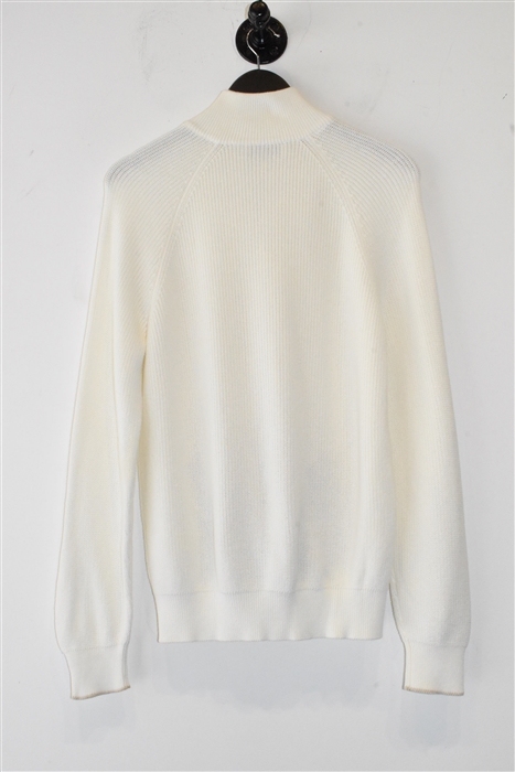 Soft White Brunello Cucinelli Zippered Sweater, size XL