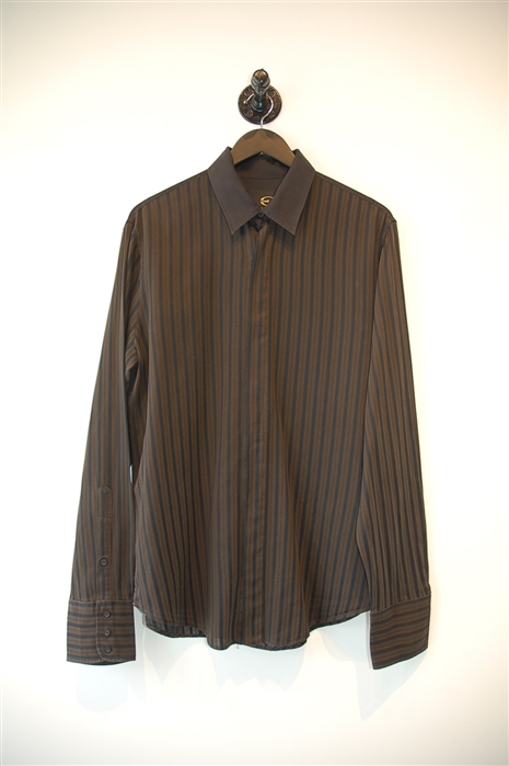 Brown Stripe Just Cavalli Button Shirt, size XL