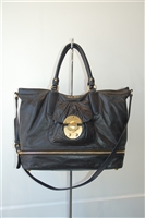 Black Leather Miu Miu Satchel, size L