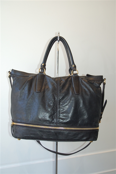Black Leather Miu Miu Satchel, size L