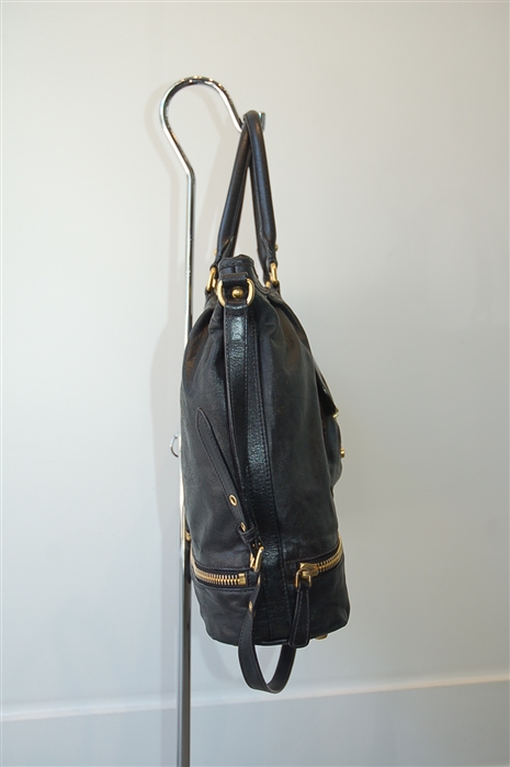 Black Leather Miu Miu Satchel, size L