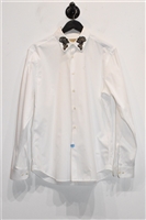 Crisp White Burberry Button Shirt, size M