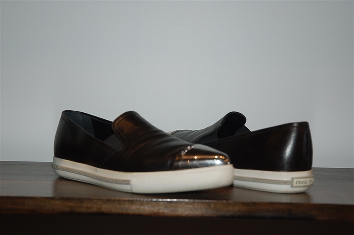 Basic Black Miu Miu Slip-Ons, size 9