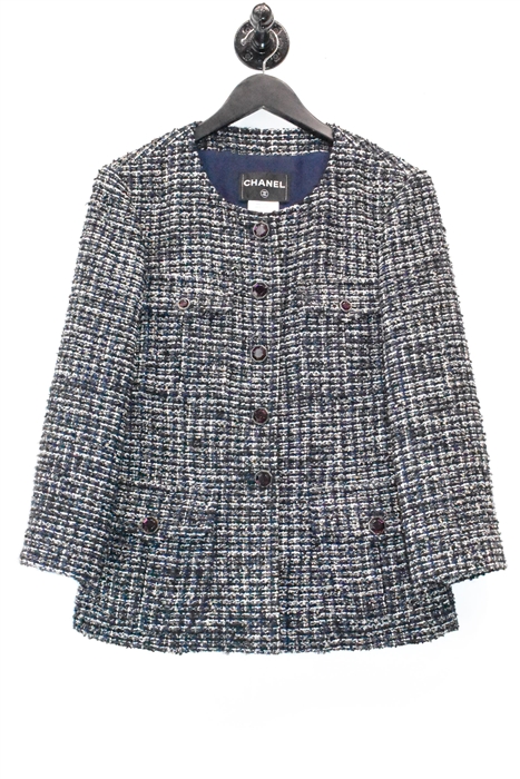 Navy Tweed Chanel Jacket, size 8