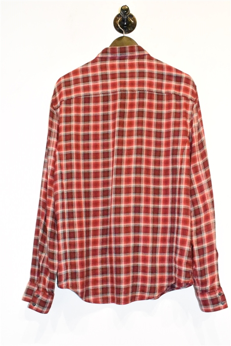 Red Check John Varvatos Button Shirt, size M