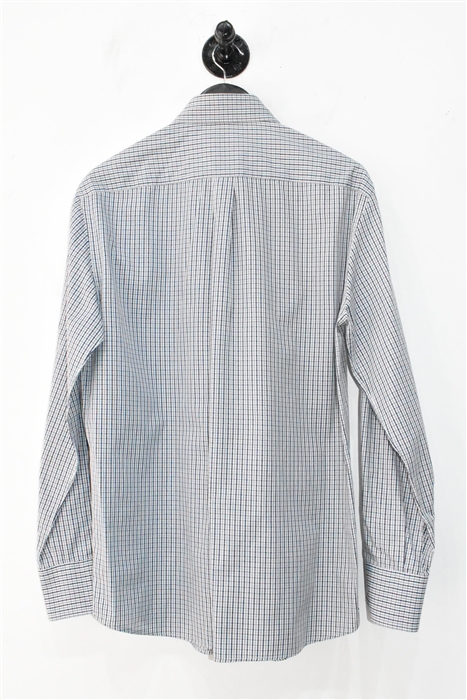 Gray Check Brunello Cucinelli Button Shirt, size M