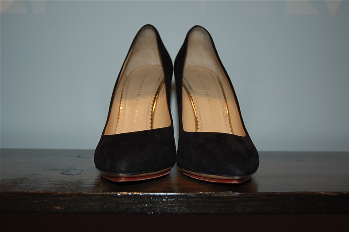 Black Suede Charlotte Olympia Pumps, size 9.5