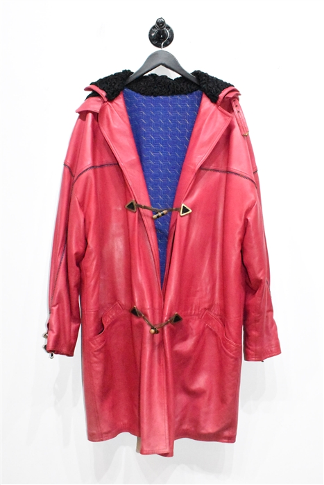 Crimson Gianni Versace - Vintage Leather Coat, size 2XL