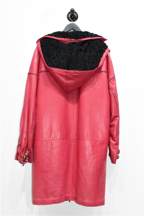 Crimson Gianni Versace - Vintage Leather Coat, size 2XL