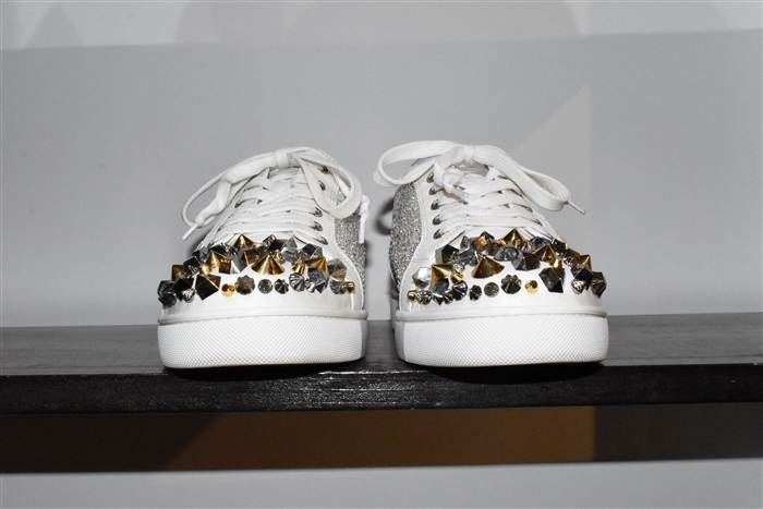 White Leather Christian Louboutin Sneaker, size 11