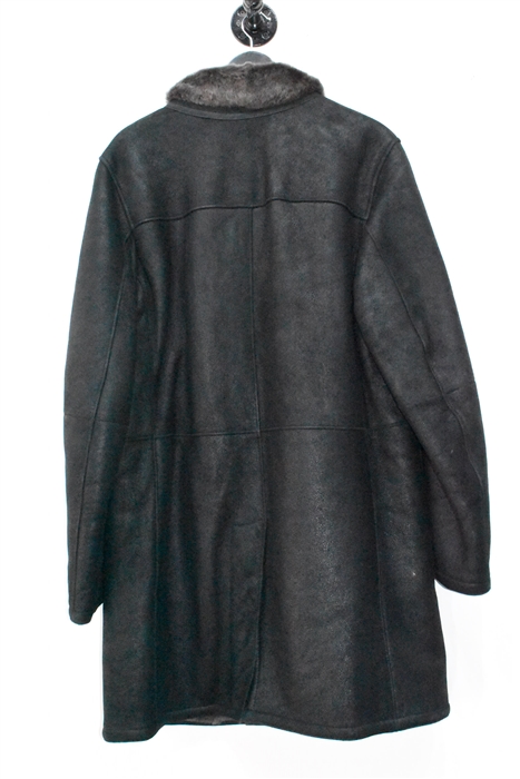 Black Leather Gimo's Shearling Coat, size L