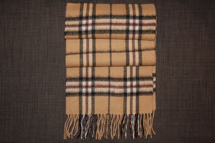 Beige Check No Label Scarf, size O/S