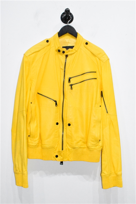 Bright Yellow Ralph Lauren - Black Label Leather Jacket, size 2XL